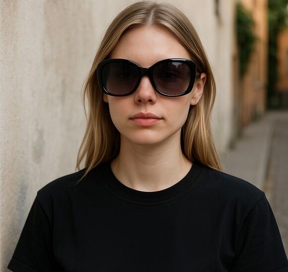 Oscar de la Renta Large Black Animal Print Rounded Square Sunglasses main image 6
